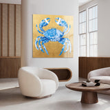 Crab Royal Blue Gold- plexiglas schilderij - kunst