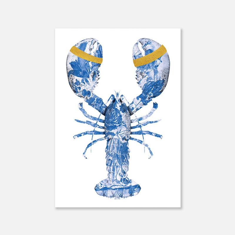 Lobster Delfts Blauw Verticaal- plexiglas schilderij - kunst