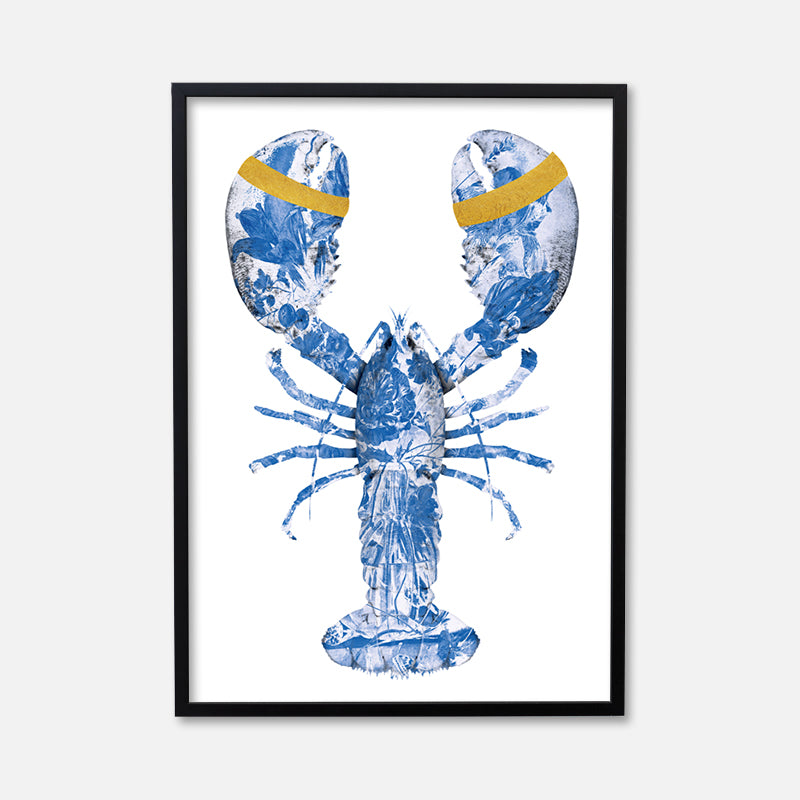 Lobster Delfts Blauw Verticaal- plexiglas schilderij - kunst