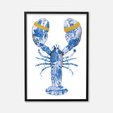 Lobster Delfts Blauw Verticaal- plexiglas schilderij - kunst