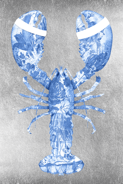 Lobster Silver Blue verticaal- plexiglas schilderij - kunst