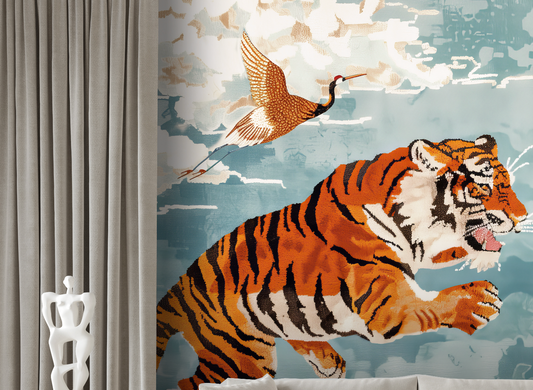 Flying Tigers - Naadloos behang- plexiglas schilderij - kunst