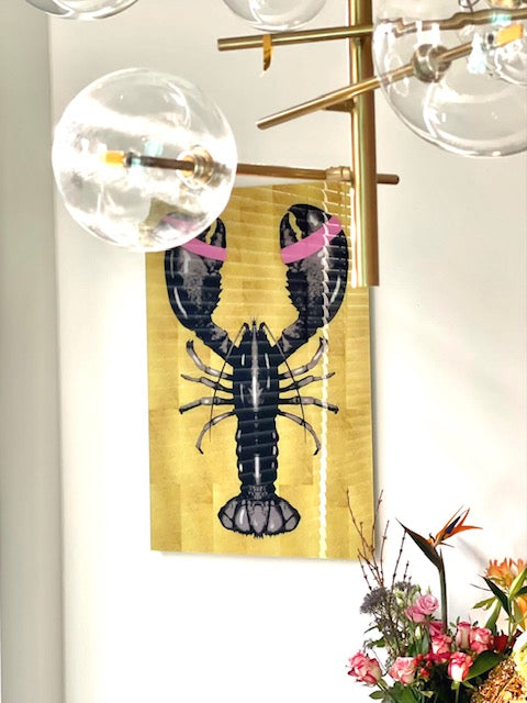 Lobster Pink Bands Verticaal- plexiglas schilderij - kunst