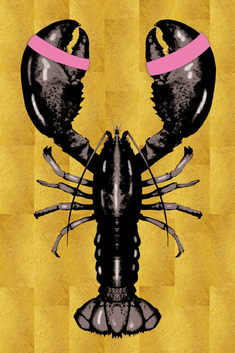 Lobster Pink Bands Verticaal- plexiglas schilderij - kunst