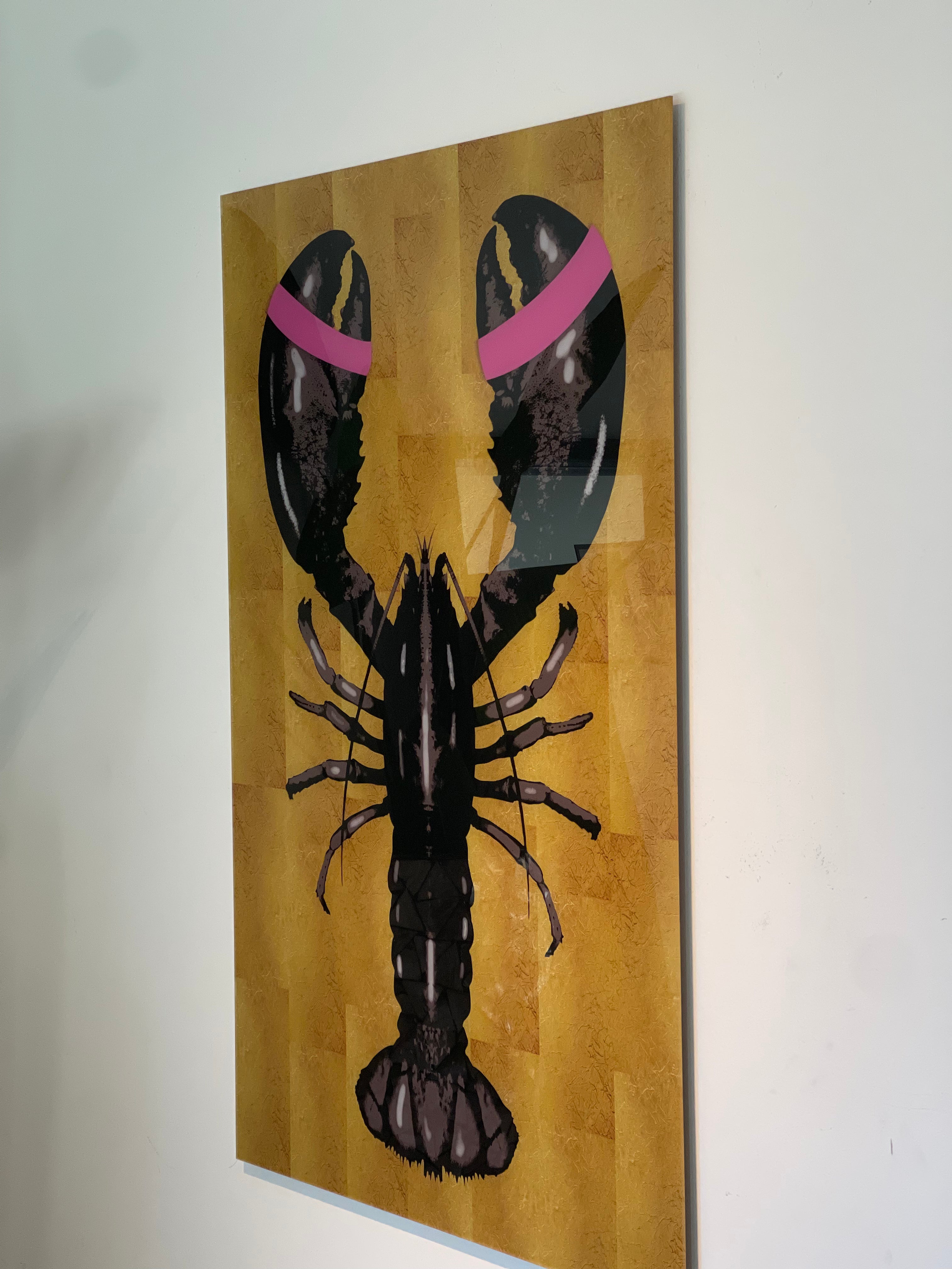 Lobster Pink Bands Verticaal- plexiglas schilderij - kunst