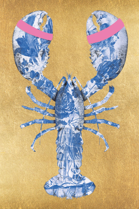 Lobster Royal Blue Pink verticaal- plexiglas schilderij - kunst